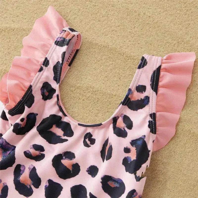 Fashion Simple Pink Leopard Print Parent-child Swimsuit