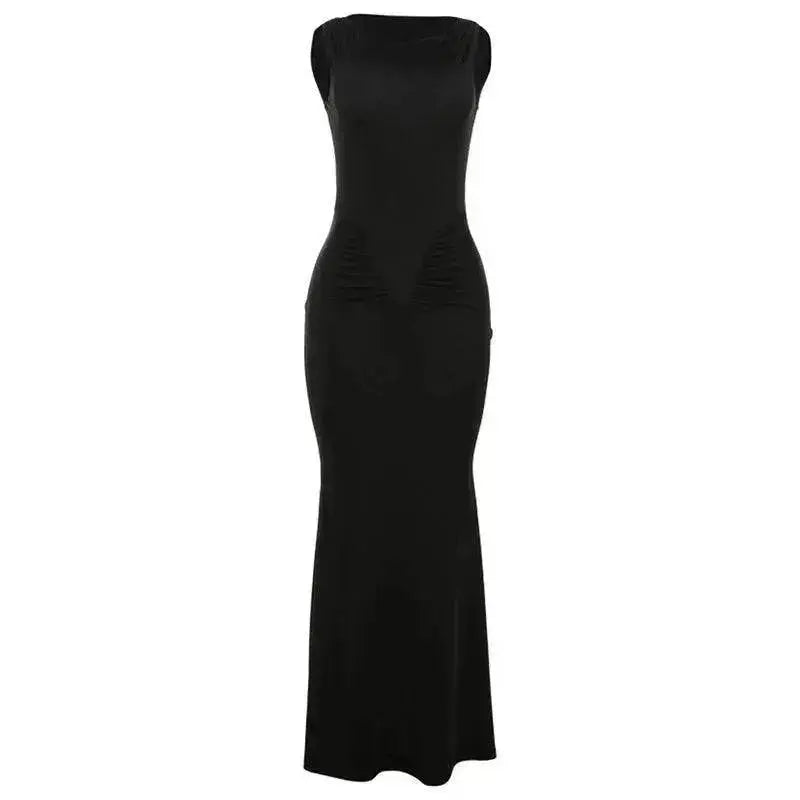 Fashion Sleeveless Dress with Pleated High Waist for Women: Slim Fit Style