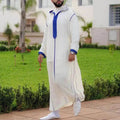 Men's Moroccan Jalabiya Slim-fit White Arab Robe