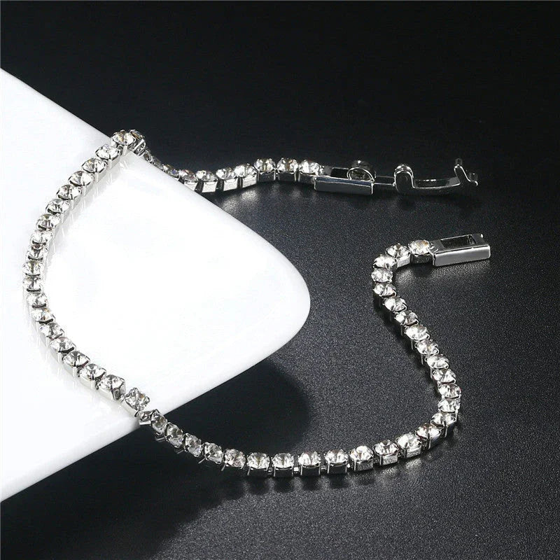 Full Diamond Crystal Bracelet Round Zircon - 2.5mm Single Row