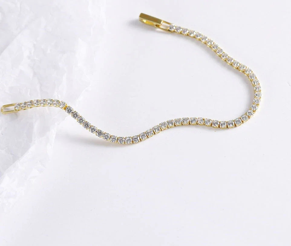 Full Diamond Crystal Bracelet Round Zircon - 2.5mm Single Row