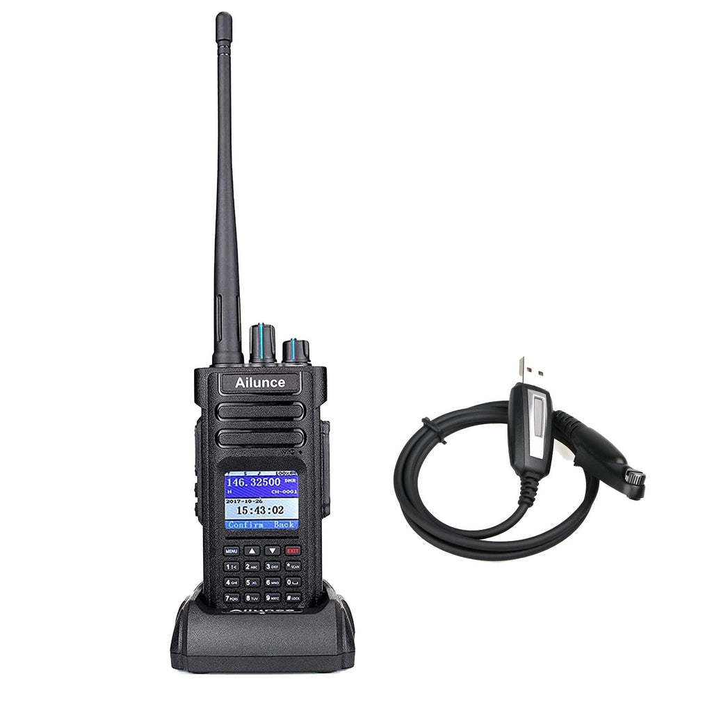 Ailunce hd1 dmr radio dual band, ip67 waterproof digital analog two way radio with usb programming cable