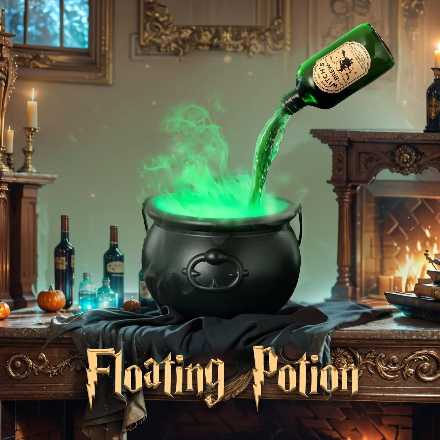 Halloween Black Wizard Bowl Magic Float Bottle And Diffuser Indoor Home Bar Magic Party Horror Ghost Props Halloween Decoration