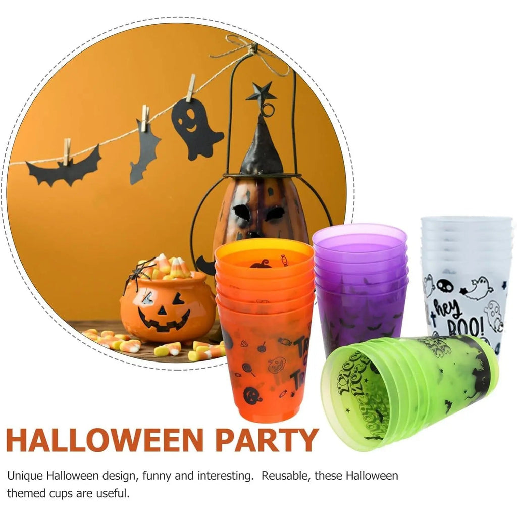 Halloween cups A Pack Of 8 Halloween Plastic Cups With Patterns.