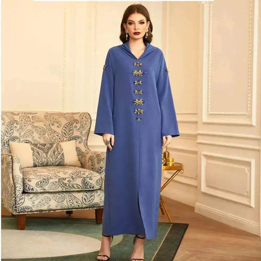 Handmade Diamond Hooded Robe Arab  Dress