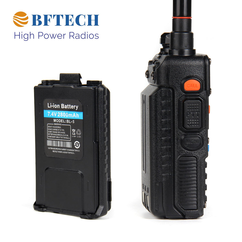 BFTECH BF-F8RT(UV-5R 4rd Gen, Model:UV-5X) 8-Watt Dual Band Two-Way Radio With high gain na-772r stretchable antenna