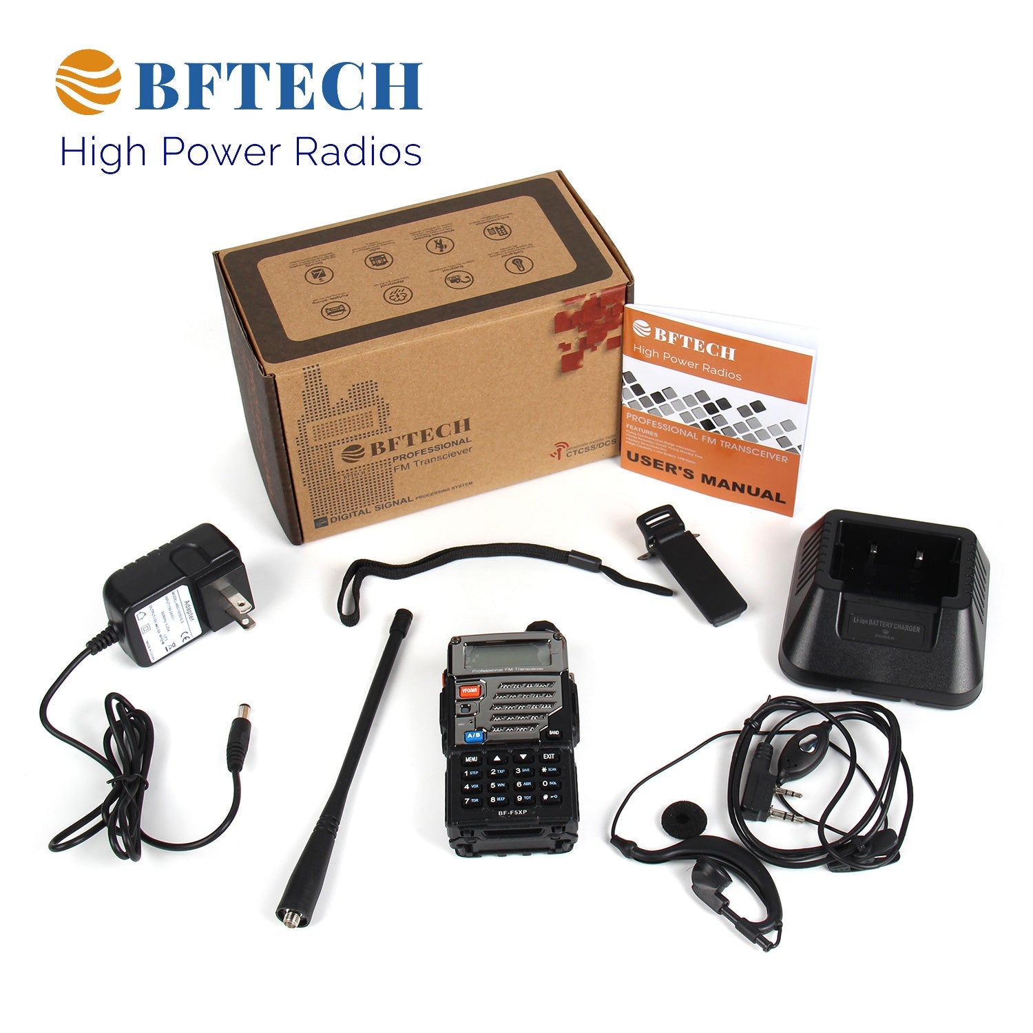 BFTECH BF-F5XP 5 watt dual band radio: vhf/uhf amateur (ham) portable two-way radio (ic certified:25769-bfuv8988)