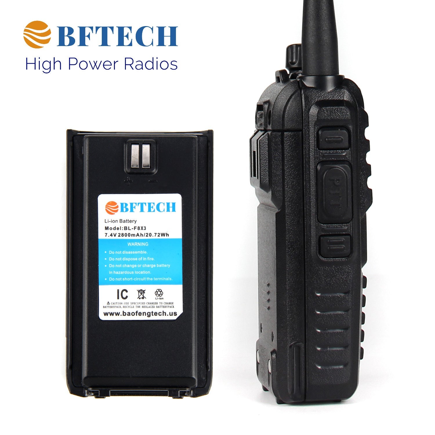 BFTECH BF-F8X3 Tri-band 8 watt vhf 1.25m uhf 136-174/220-260/400-520mhz portable amateur ham two way radio