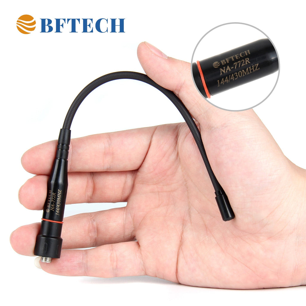 bftech na-772 r adjustable max 14-inch dual band antenna (144/430mhz) sma female high gain handheld antenna