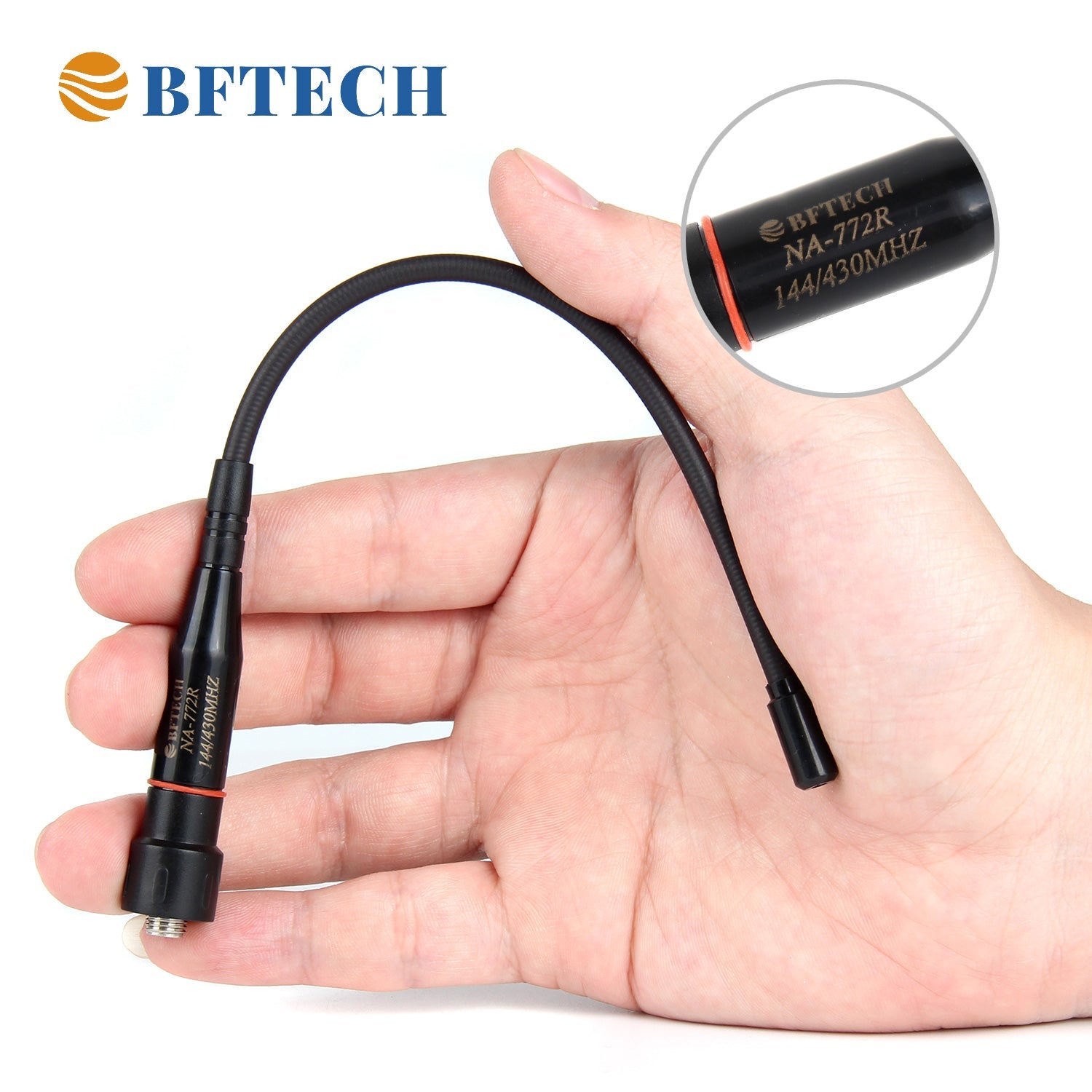 bftech na-772 r adjustable max 14-inch dual band antenna (144/430mhz) sma female high gain handheld antenna