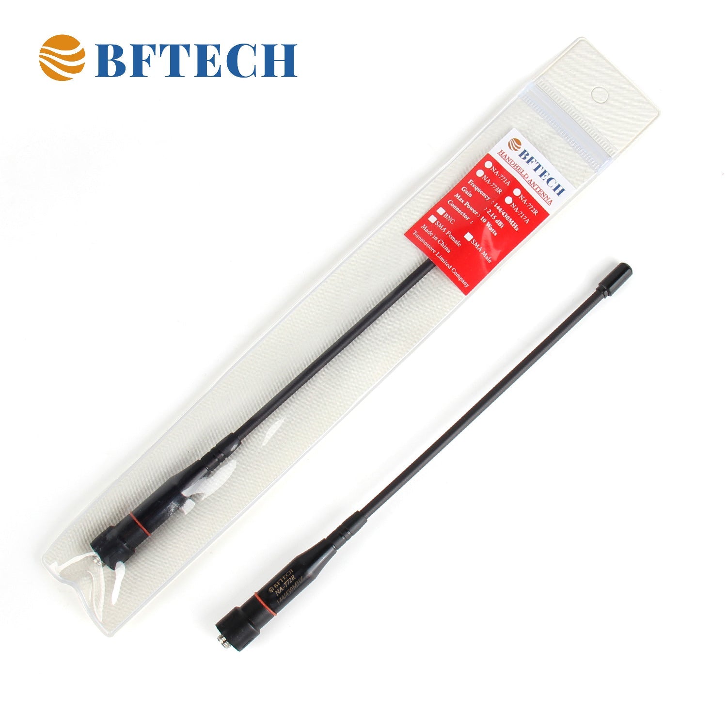 bftech na-772 r adjustable max 14-inch dual band antenna (144/430mhz) sma female high gain handheld antenna