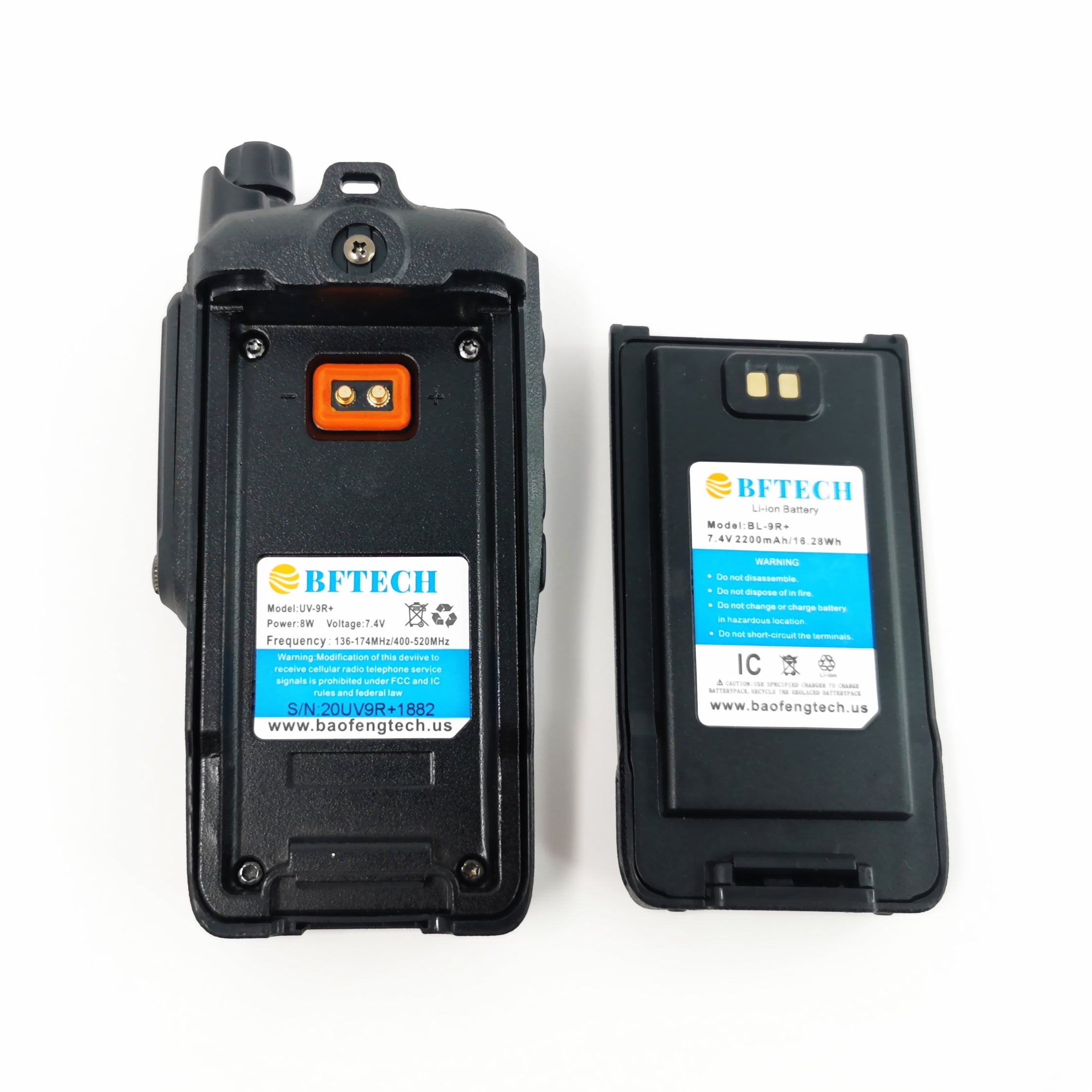 BFTECH UV-9R+ Handheld Walkie Talkie 8W uhf vhf uv dual band ip67 waterproof two way radio
