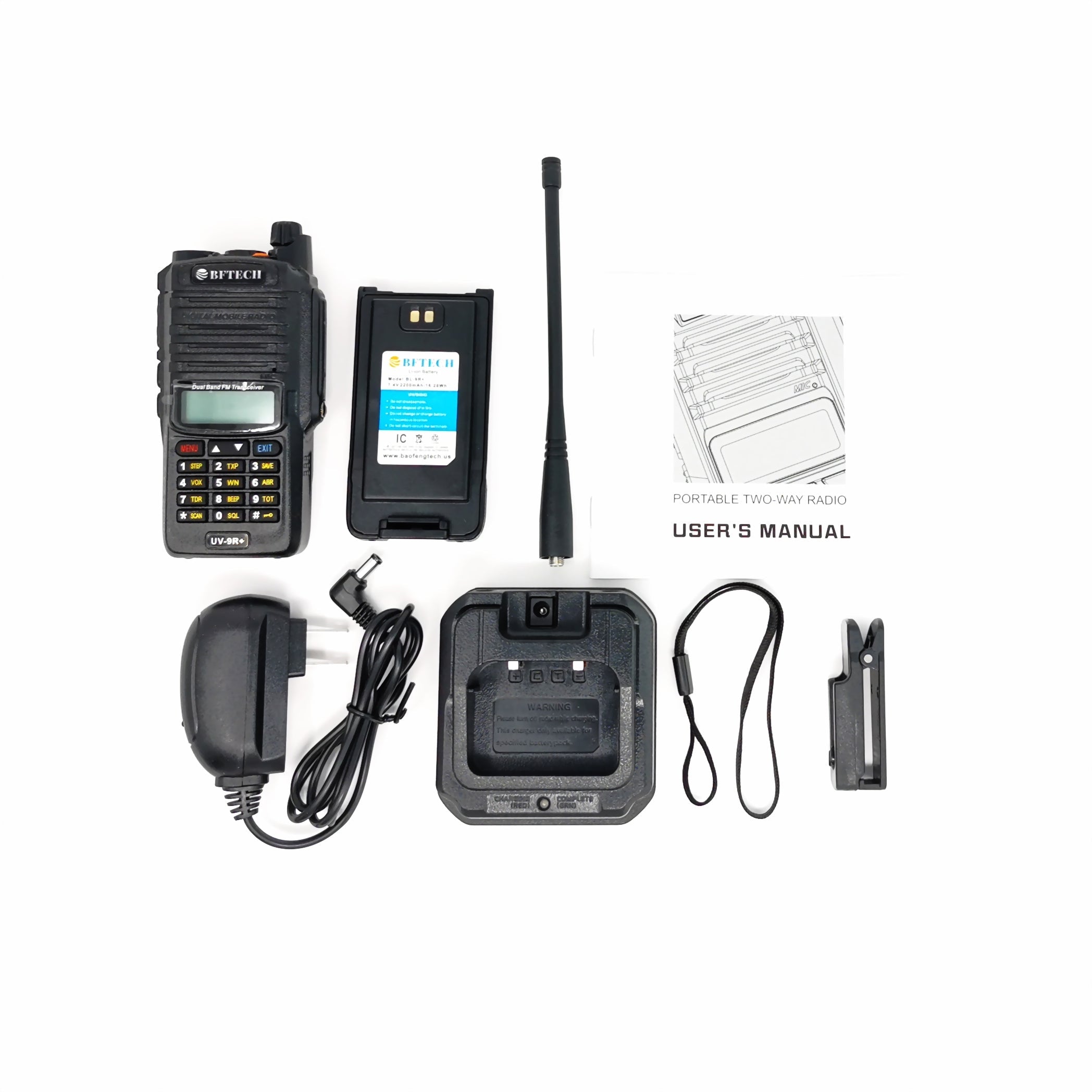 BFTECH UV-9R+ Handheld Walkie Talkie 8W uhf vhf uv dual band ip67 waterproof two way radio