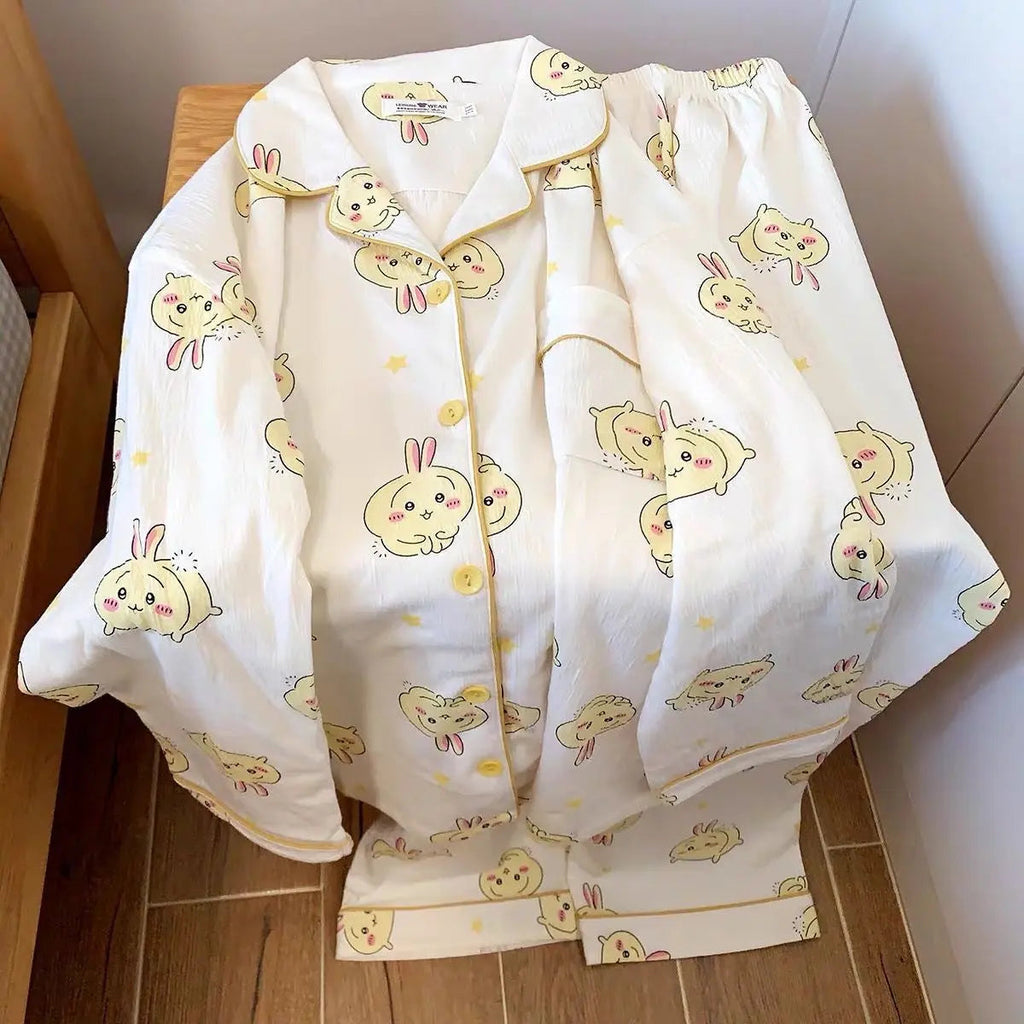Japanese Sweet Cartoon Long Sleeved Pajamas For Women
