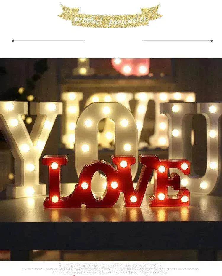 LED Night Light A-Z 0-9 Battery Lamp Wedding Party Decor