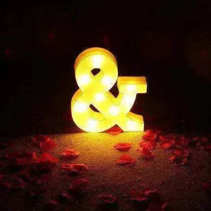 LED Night Light A-Z 0-9 Battery Lamp Wedding Party Decor
