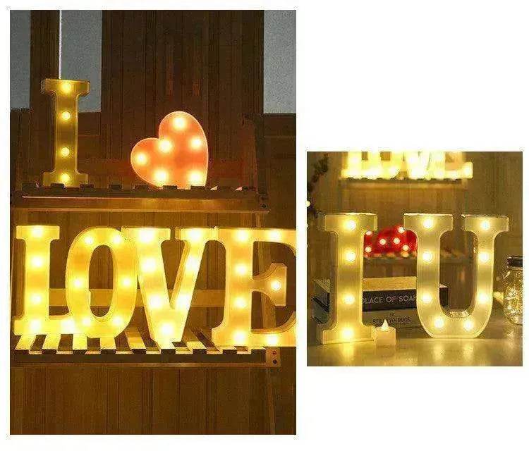 LED Night Light A-Z 0-9 Battery Lamp Wedding Party Decor