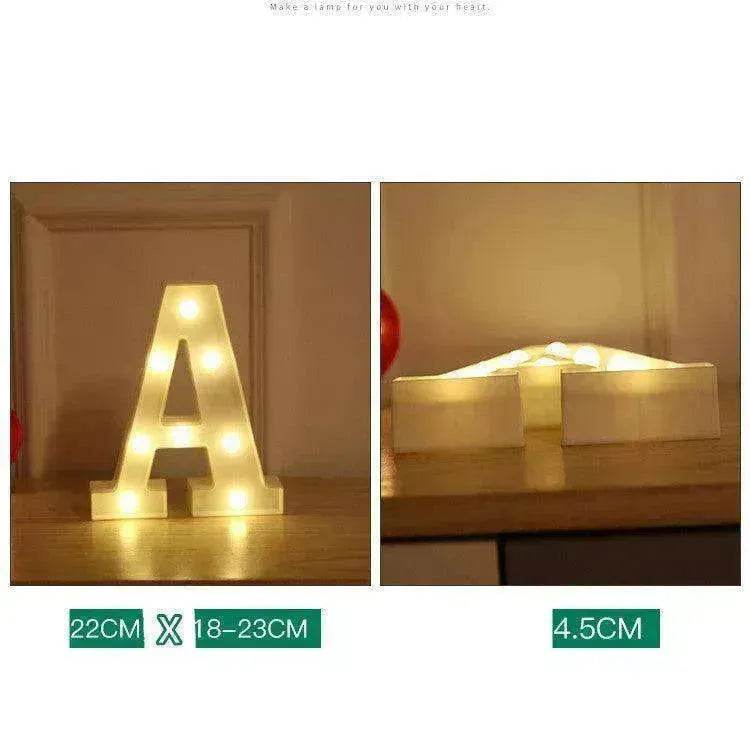 LED Night Light A-Z 0-9 Battery Lamp Wedding Party Decor