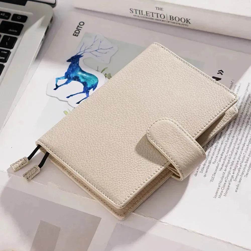 Leather Notebook Lychee Pattern Head Layer Cowhide A6 Loose-Leaf Diary