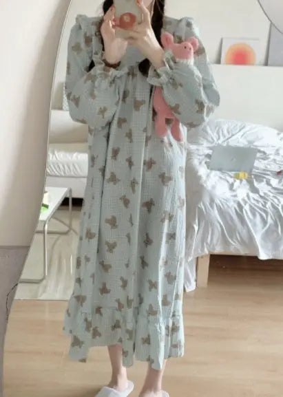 Long Sleeved Pullover Plaid Pajamas For Women