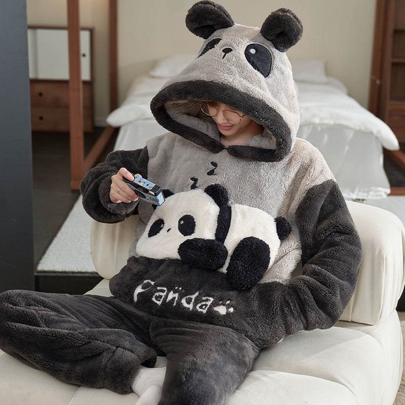 Coral Fleece Pajamas – Thick Warm Pullover Sleepwear for Men