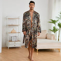 Men's Robes Fashion Ice Silk Bathrobe Homewear Set Pajamas