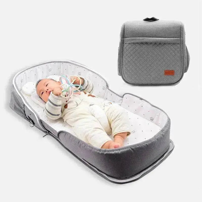 Foldable Newborn Baby Crib – Portable Travel Cot with Mosquito Net & Cotton Cushion