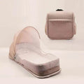 Foldable Newborn Baby Crib – Portable Travel Cot with Mosquito Net & Cotton Cushion