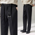 Detachable Belt Draping Wide-leg Suit Chinos Trouser For Men