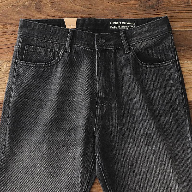 Denim Cotton Men's Heavy Black Washed Denim Jeans Pant trouser