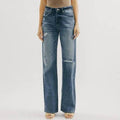 Blue Jeans Pant women Mid waist Denim Wide Leg Denim Pant