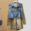 Denim Skirt Pleated Diamond Urban Commute Style