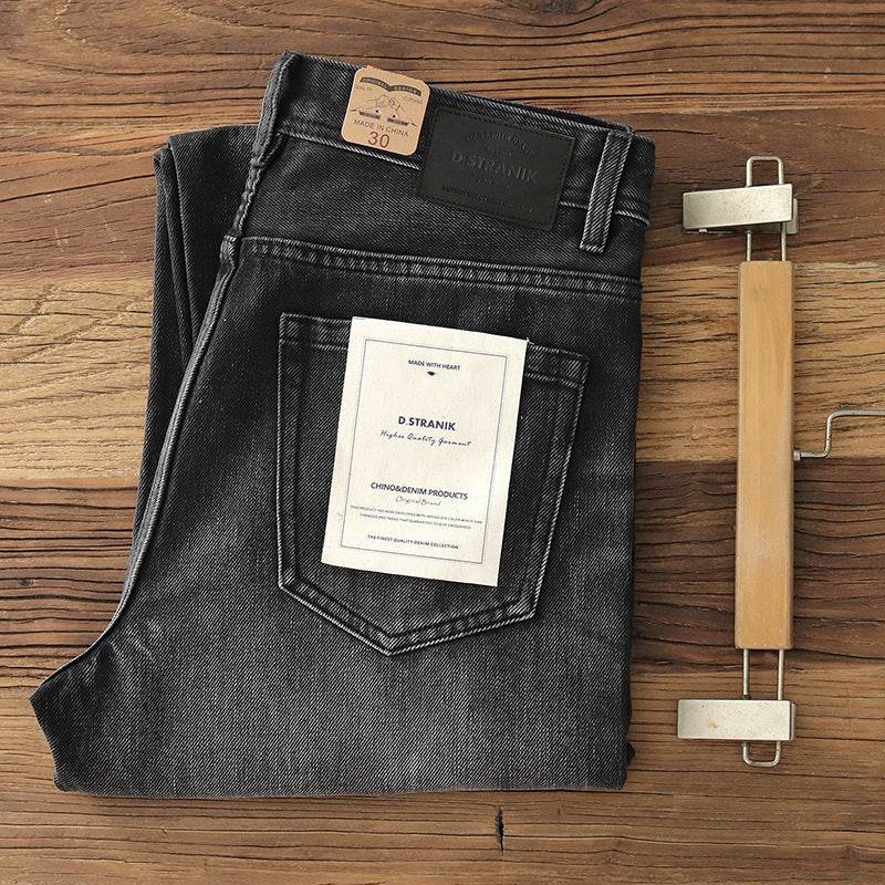 Denim Cotton Men's Heavy Black Washed Denim Jeans Pant trouser