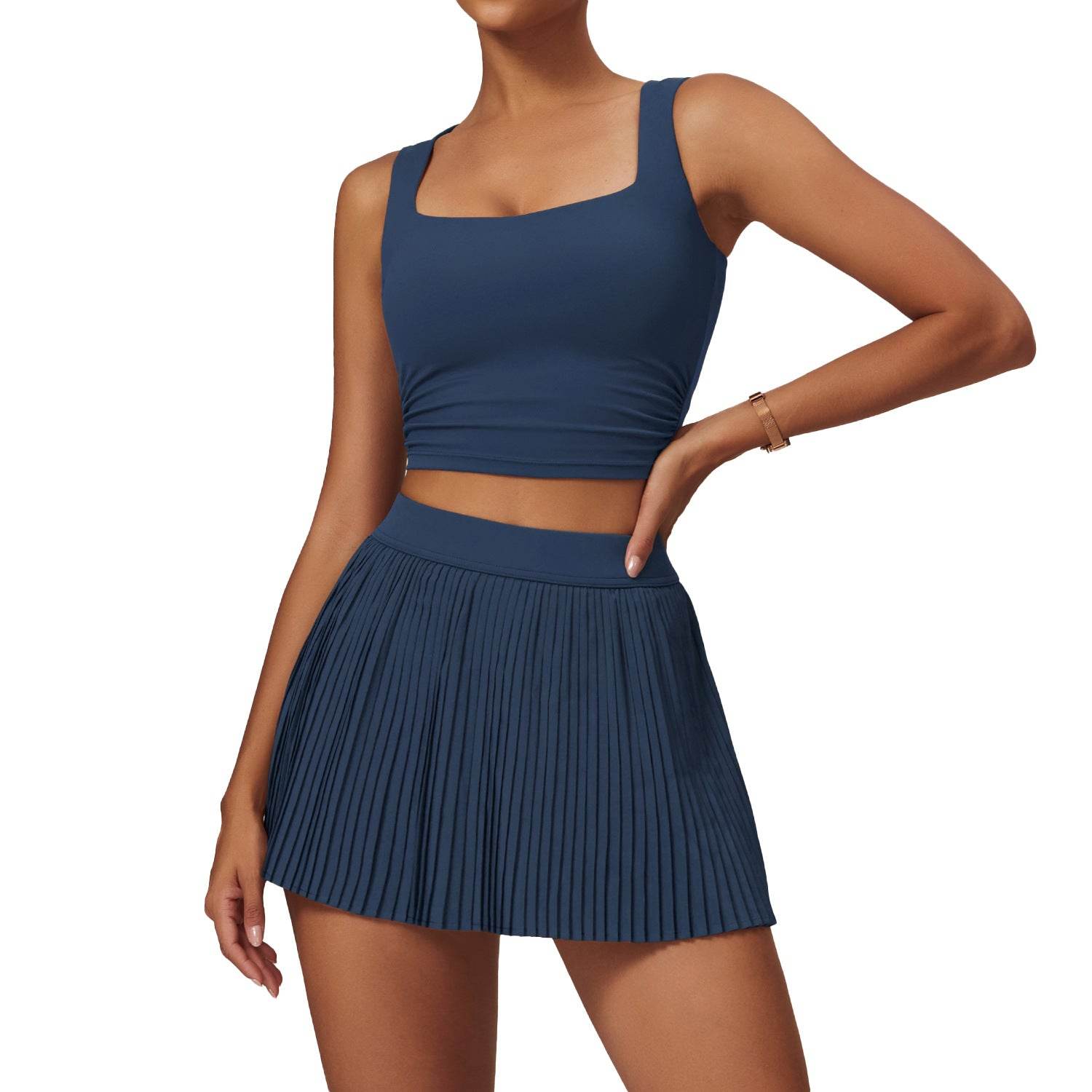 Tennis Skirt set Athletic Sports Workout Pleated Skort Outfit Women