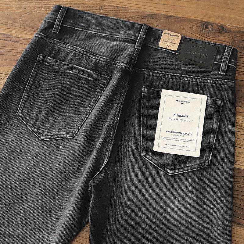 Denim Cotton Men's Heavy Black Washed Denim Jeans Pant trouser