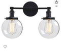 Phansthy Edison Light Fixture, 2-Light Wall Scones - Black