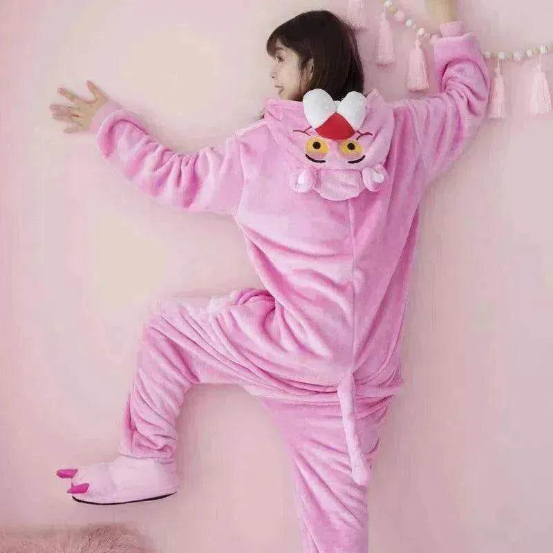 Pink cartoon one-piece pajamas