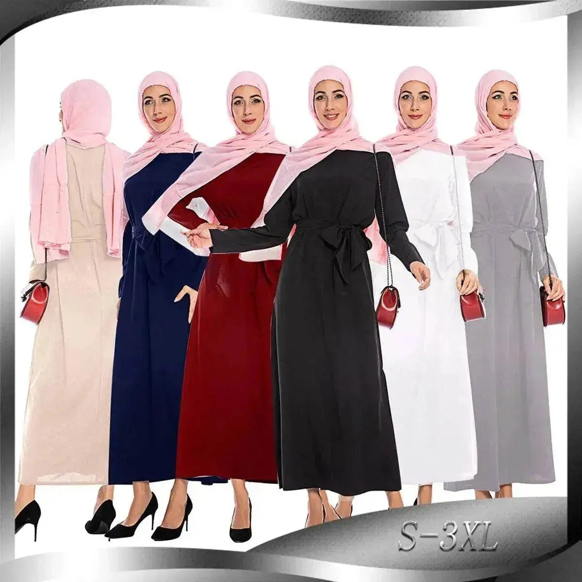 Plain Color Simple Saudi Arabian Arab  Dress