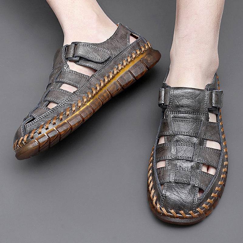 Plus Size Men's Beach Sandals Retro Hollow Out
