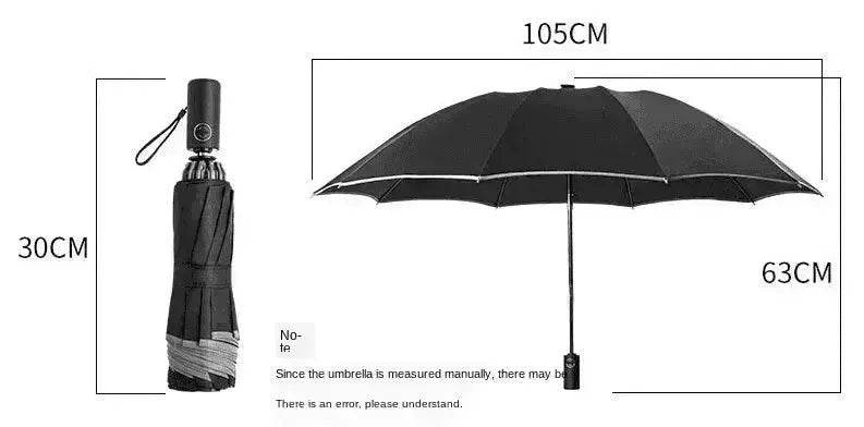 Portable Windproof Umbrella, 10Ribs Auto Close, Reflective for Safety