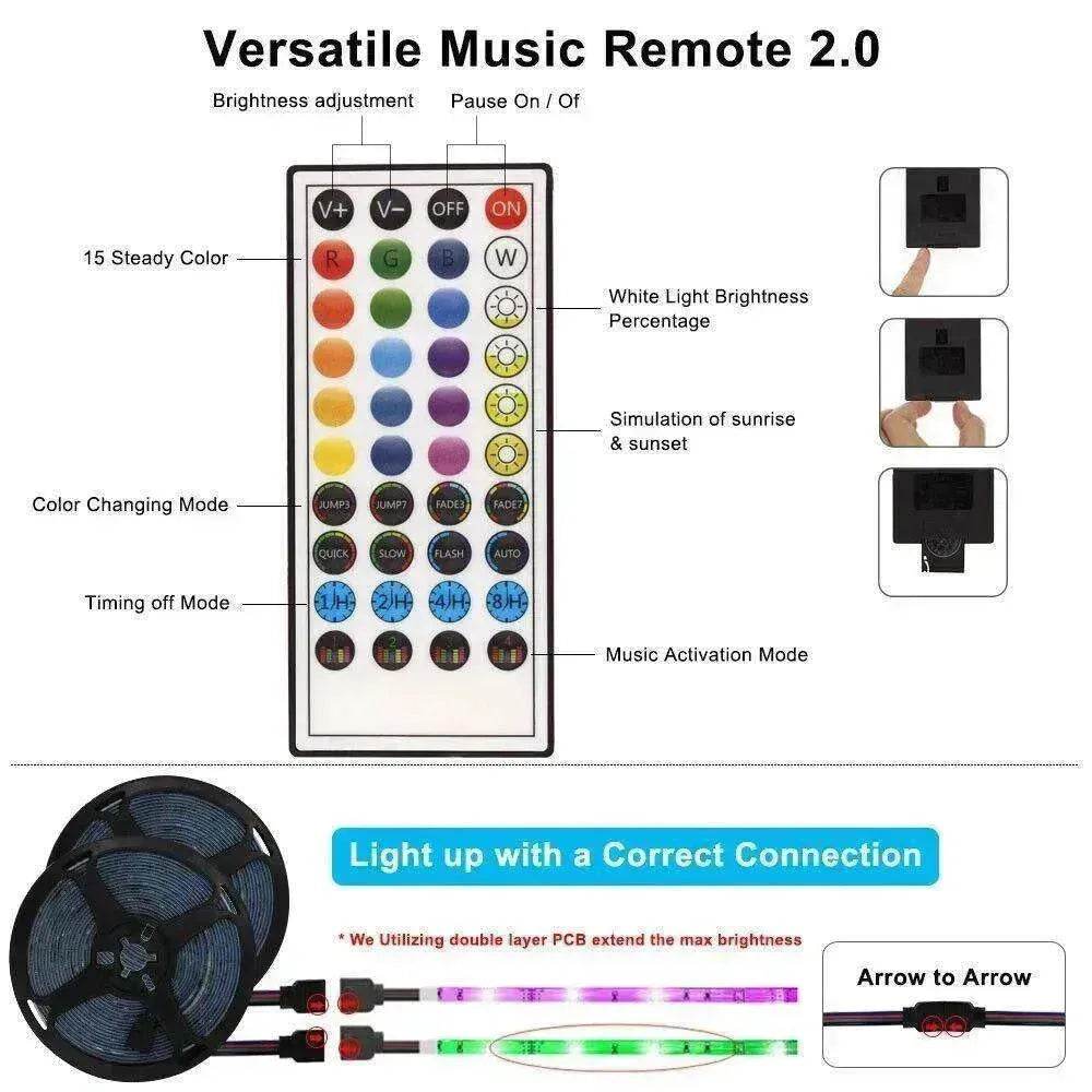 Remote  Color Changing  Led Strip Lights 5050 RGB Bluetooth Room Light