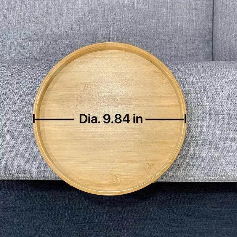 Solid Wood Round Storage Bamboo With Legs Sofa Arm Foldable Tray Table