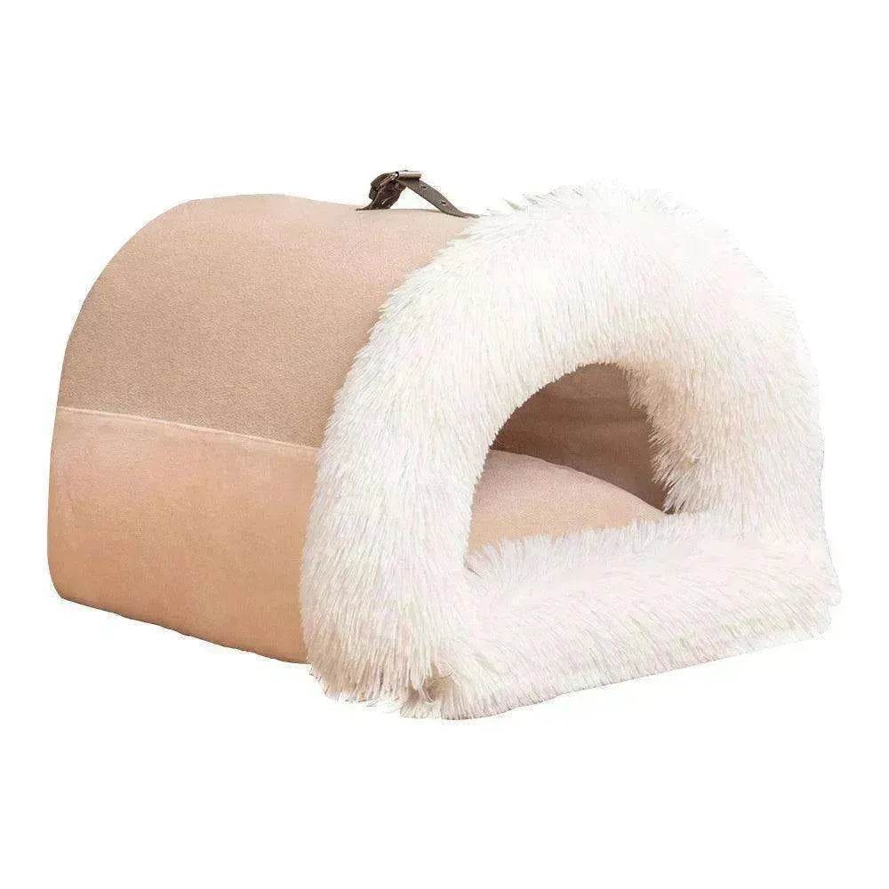 Portable Pet Nest Warm Dog & Cat Bed with Semi-Enclosed Design