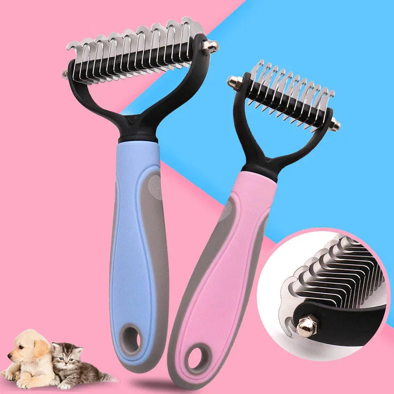 Double-Sided Pet Dematting & Grooming Brush – Stainless Steel Hair Removal Comb for Dogs & Cats | Deshedding Tool
