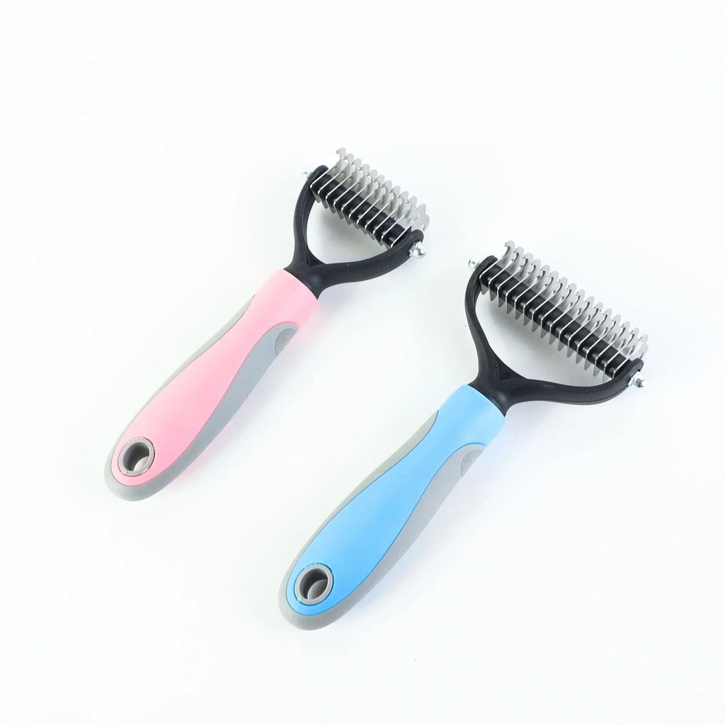 Double-Sided Pet Dematting & Grooming Brush – Stainless Steel Hair Removal Comb for Dogs & Cats | Deshedding Tool