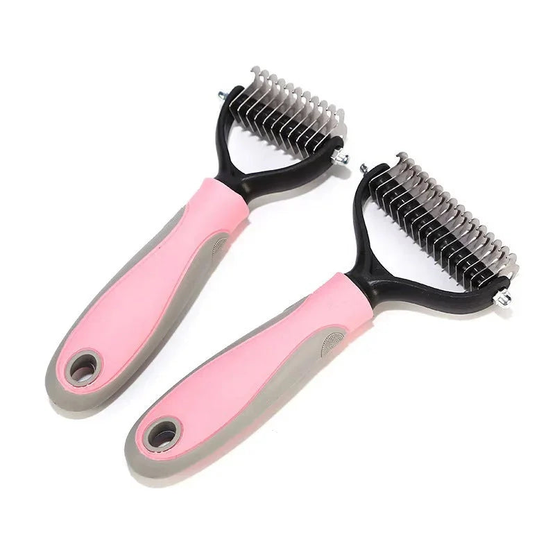 Double-Sided Pet Dematting & Grooming Brush – Stainless Steel Hair Removal Comb for Dogs & Cats | Deshedding Tool