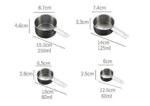 Stainless Steel Measuring Cup & Spoon Set, Stackable Spoons