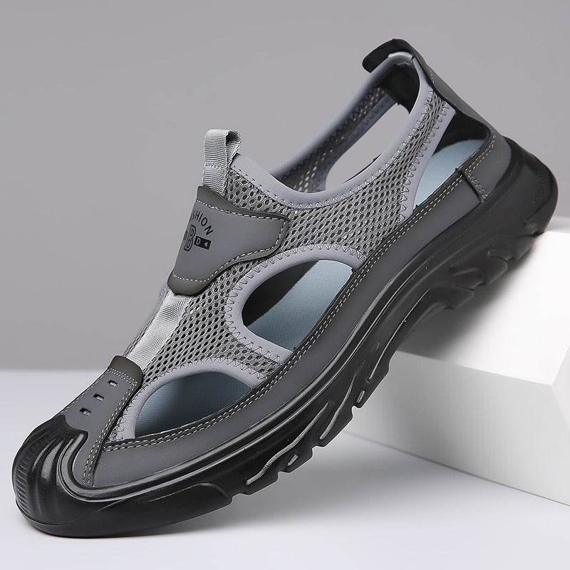 Summer Breathable Men's Sandals Hollow Mesh Surface Casual All-match Hole Outdoor Travel Soft Bottom Slip On Beach Shoes