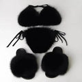Fox Fur Trim Split Boudoir Lingerie Top