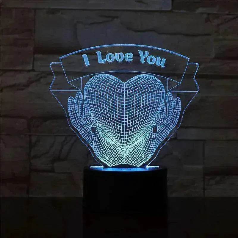 Valentines Day Gift Hands Holding Love 3D Night Light